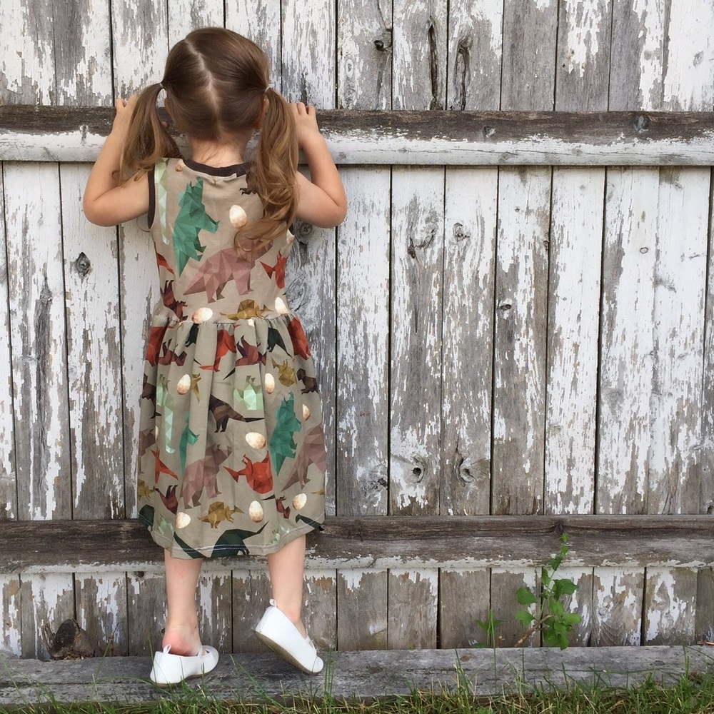 Girls Dinosaur print dress with Dino pattern